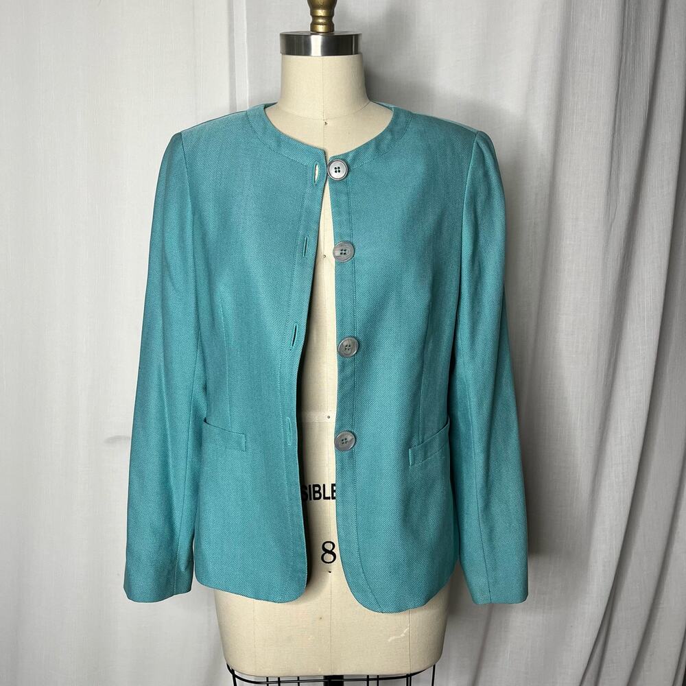 Lafayette 148 Aqua Virgin Wool and Silk Suit Jacket Size 6